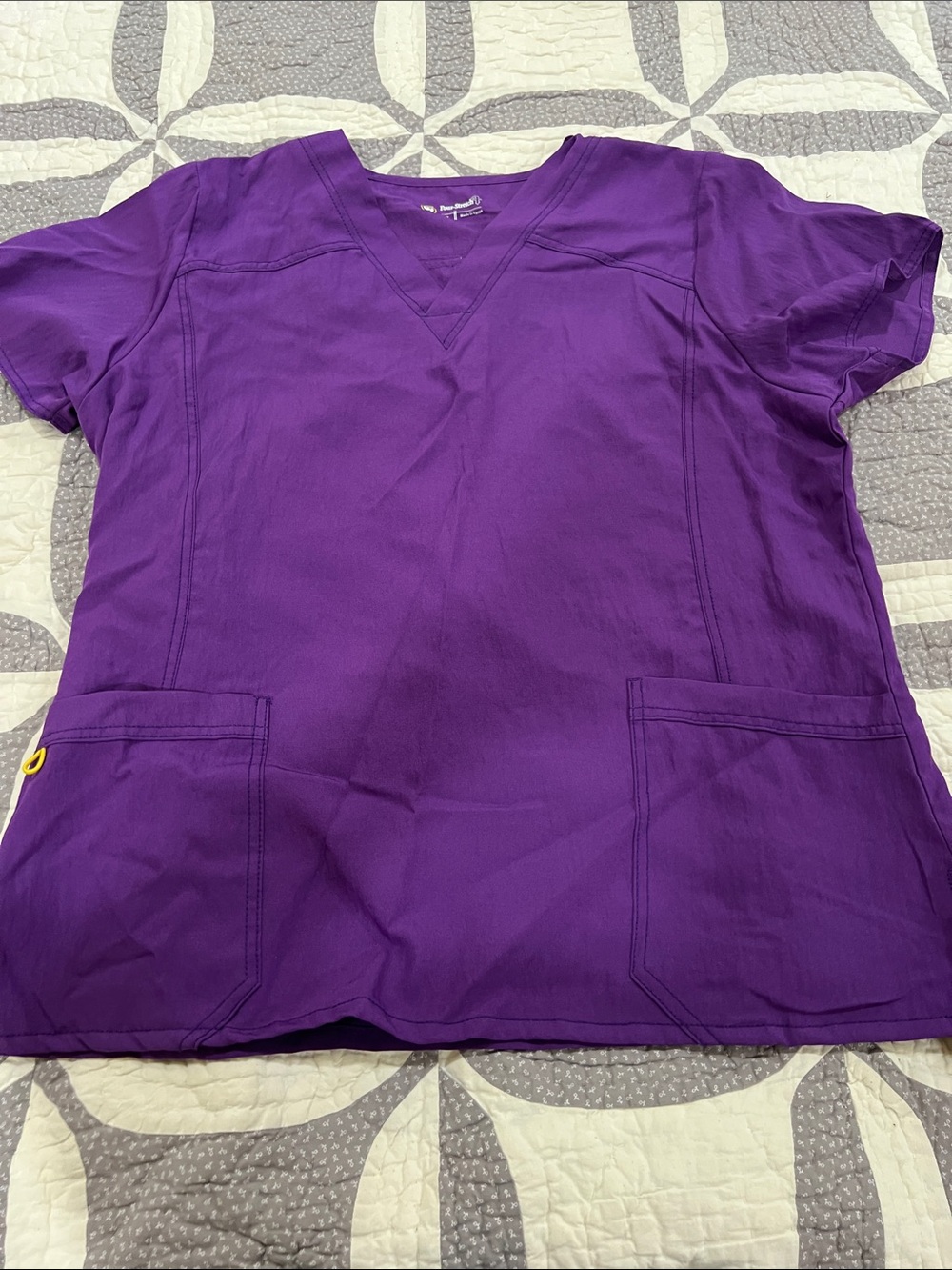 Women's V-Neck Medical Top in Purple - Classic Scrub Blouse